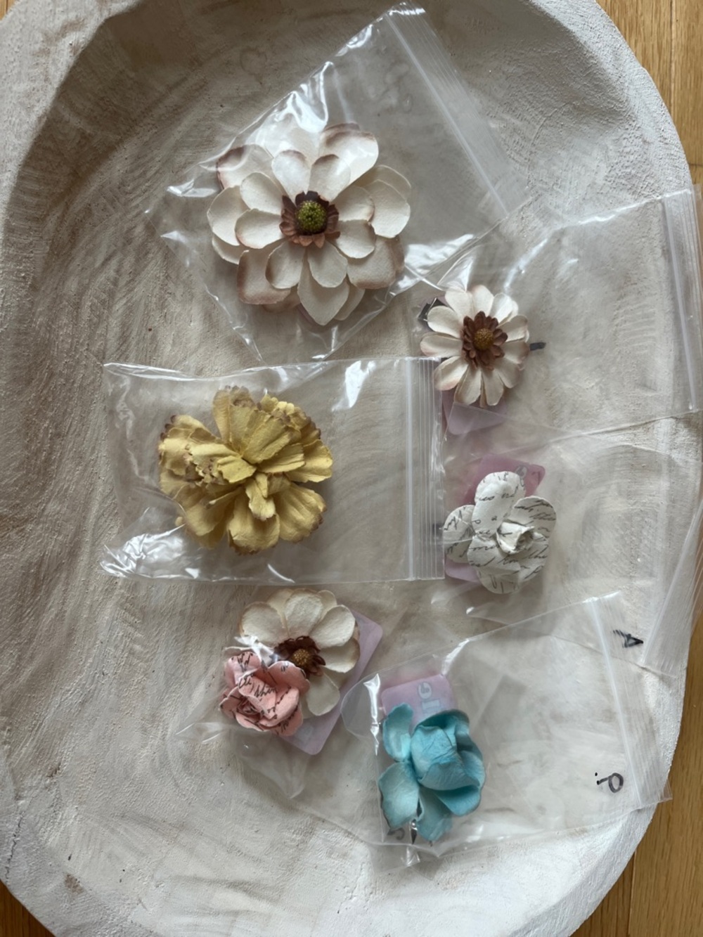 Assorted Fabric Flower Embellishments - Pastel Mix Hair Clips (Handmade)